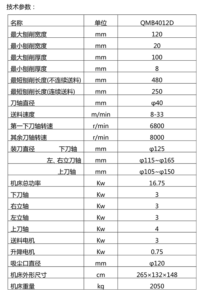 QMB4012D 四面木工刨床